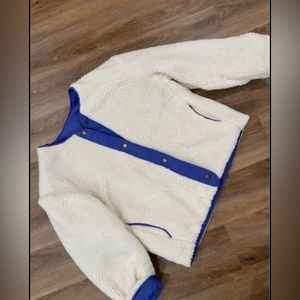 Women’s Purple Reversible Teddy Cream Sherpa Jacket Coat NWOT Double Zero Medium